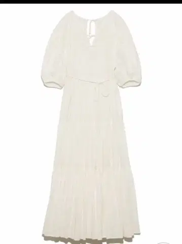 화이트 티어드 드레스 벌룬 슬리브 snidel