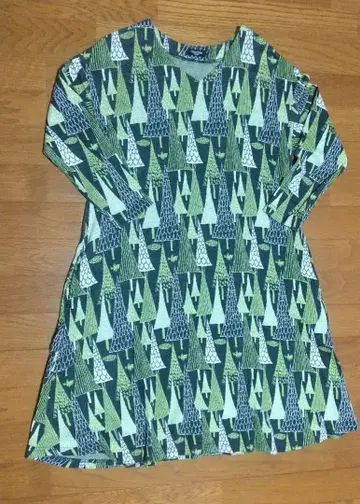 marble SUD 기하학 패턴 긴팔 튜닉 원피스