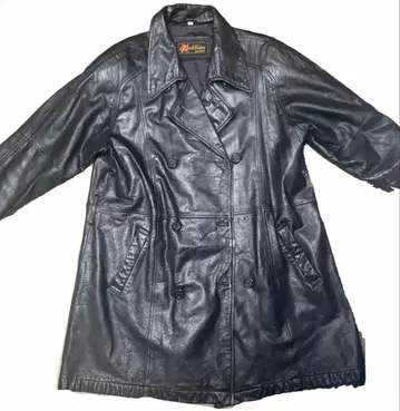 블랙 가죽 트렌치코트