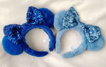 [페어] 디즈니 미니 블루 색상 차이 퍼 머리띠 2개 세트