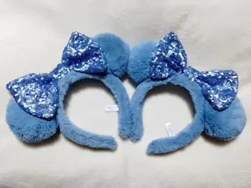 [ 페어 ] 디즈니 미니 블루 스카이블루 퍼 머리띠 2개 세트