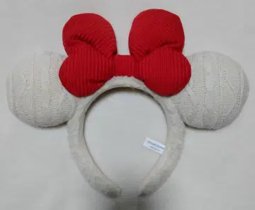 디즈니 미니 릴린린 크리스마스 니트 소재 화이트 머리띠