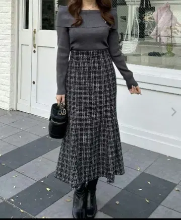 INGNI 잉그 Back레이스UP 트위드 머메이드 스커트 프리 사이즈