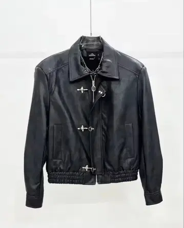 디자인 금장 장식 파이어맨 가죽 자켓 블루종 블랙 짧은 기장 모드