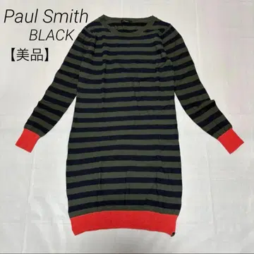 [ 새상품급 ] 폴스미스 롱 니트 원피스 보더 울 그린 x 레드