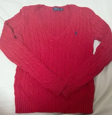 폴로 랄프 로렌 코튼 케이블 니트 스웨터 XS 빨간색