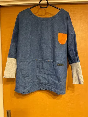 NAPRON 데님 오부 소매 셔츠 갓포기