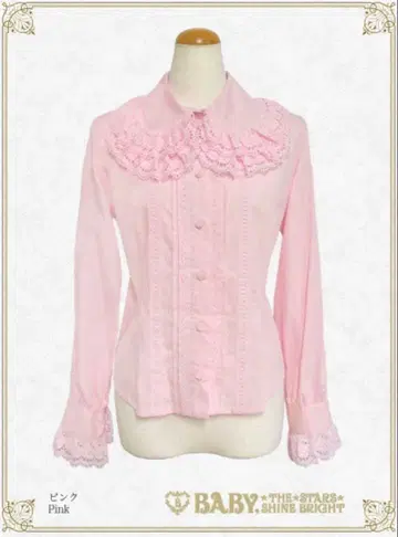 주말 한정 가격 2중 카라 소매 핀턱 블라우스 핑크