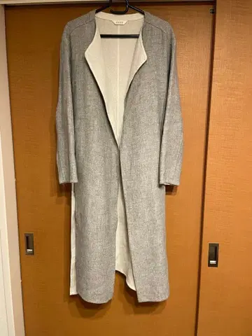 그레이 롱 코트 벨트 포함 울 75%