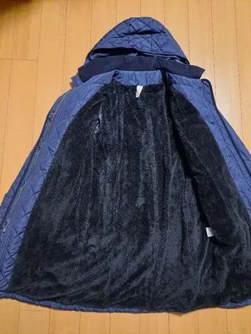 IEDIT 네이비 퀼팅 코트 롱 기장