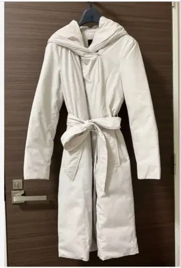 C de C 후드 부착 화이트 롱 코트 XS