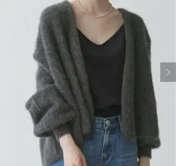 NOBLE FOX/Ca 퍼 니트 가디건 그레이