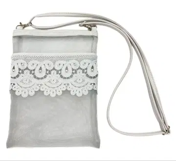 미사용 새상품 긴자와 레이스 그레이 메쉬 레이스 숄더백 사코슈