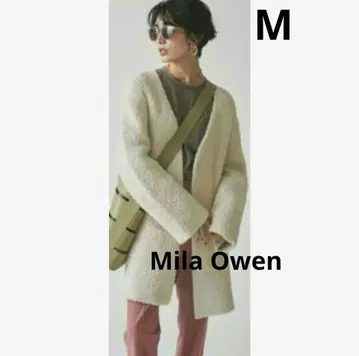 새상품급 Mila Owen 노카라 보아 코트 아이보리 M