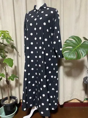 lici 물방울 패턴 셔츠 원피스 (긴팔) 프리 시착만 한 상품