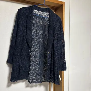 네이비 레이스 긴팔 가디건