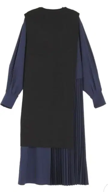 ELENDEEK 롱 베스트 세트 플리츠 원피스 네이비