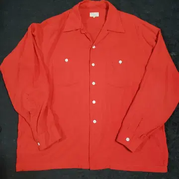 50s 빈티지 오픈 카라 셔츠 레이온 개버딘