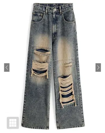 GRL 페이크 데미지 스트레이트 데님 팬츠