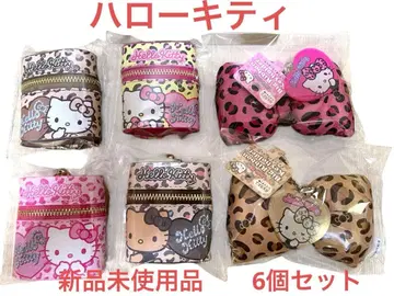 헬로키티 레오파드 무늬 스카프 포함 파우치 4종 BIG 리본 키링 2종