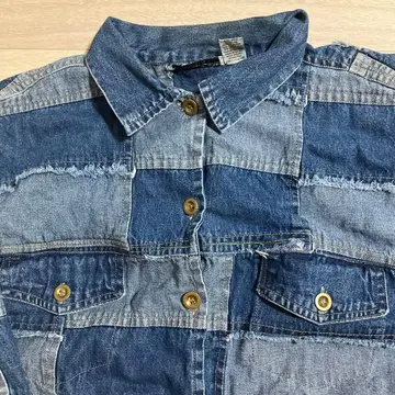 해외 구제 의류 데님 셔츠 자켓 패치워크 2XL 상당