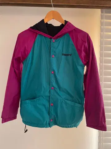 리버서블 후드 부착 마운틴 후드티 터콰이즈 퍼플