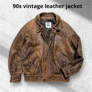 새상품급 90s 가죽 플라이트 자켓 A-2 짧은 기장 블루종 브라운