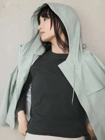 [ 컨디션 최상 ] STRATA 인조 가죽 스탠드 후디 블루종 민트