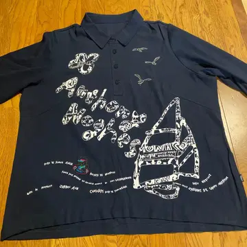 topys 네이비 프린트 반팔 피케 셔츠 촉감 좋음