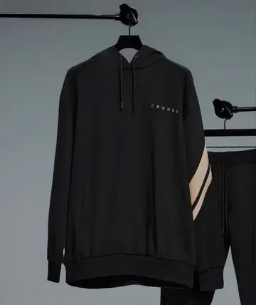 크로노스 CRONOS 크로스 라인 후디 후드티 블랙 x 베이지 L