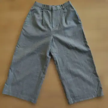 그레이 와이드 팬츠 허리밴딩