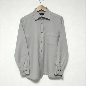 DAKS 긴팔 레귤러 카라 체크 울 셔츠 L 그레이