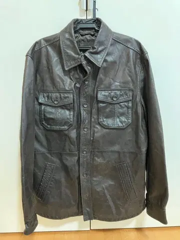 Eddie Bauer 다크 브라운 가죽 셔츠 자켓