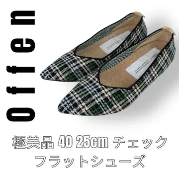 Offen 오펜 40 25cm 체크 플랫슈즈 펌프스