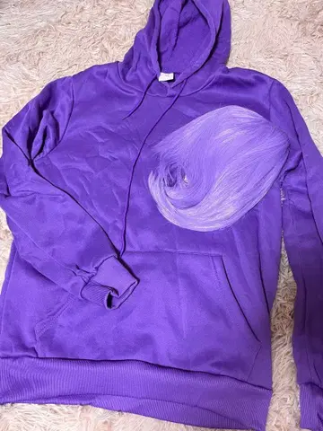 퍼플 후드 부착 후드티 XS 사신 코스프레 가발 포함