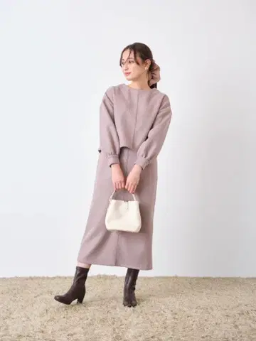 COHINA 울 저지 셋업 핑크 베이지 regular