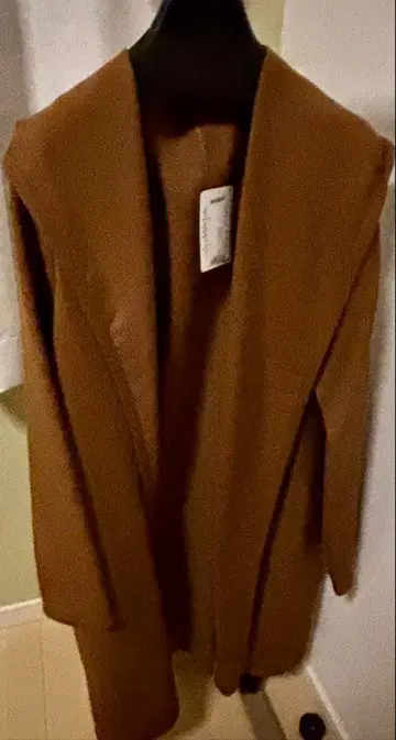 laf 후드 부착 브라운 롱 코트