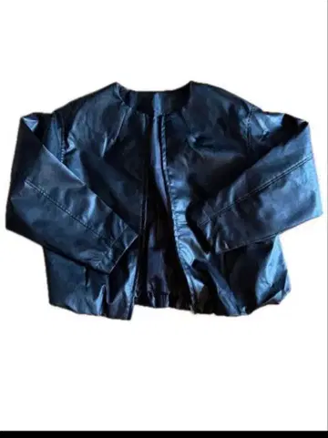 노카라 자켓 인조 가죽 블랙 집업 크롭 기장