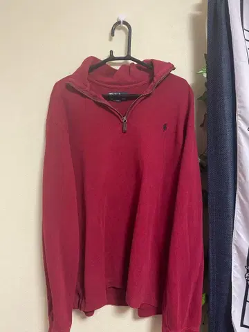 랄프 로렌 Polo 빨간색 집업 후드 부착 M