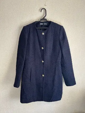 ZARA 자라 트위드 코트 네이비