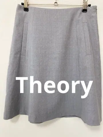 Theory 사이즈 그레이 플레어 스커트 무릎 기장 사이드 포켓