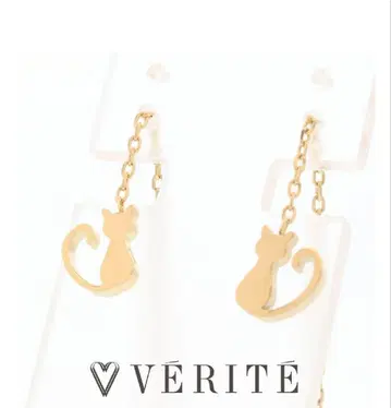 VERITE 고양이 모티브 골드 귀걸이