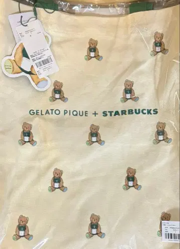 gelato pique starbucks 베어 패턴 토트백 아이보리