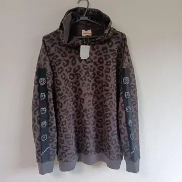 드럭 스토어즈 레오파드 무늬 후드 부착 후드티와 팬츠 세트