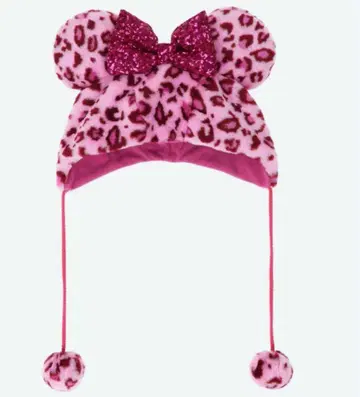 디즈니 팬캡 레오파드 무늬 핑크 미니