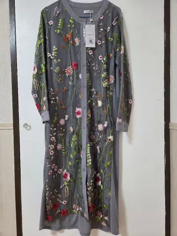 [ Pajarito ] 자수 그레이 셔츠 원피스