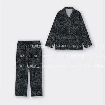 플란넬 파자마 (긴팔 & 롱 팬츠) (페이즐리) +E GU