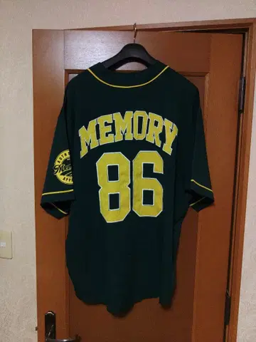 양면 빅 자수 베이스볼 셔츠 그린 HIPHOP Y2K 빅 실루엣