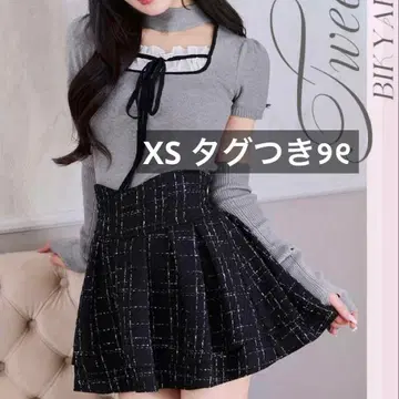 XS 사이즈 미셸 마카롱 트위드 슬림 레그 스커트 이너 팬츠 포함