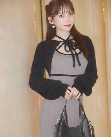 michellMacaron 미셸 마카롱 샤기 볼레로 set 니트 원피스